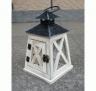 Wooden Trapezoid Rustic Lantern - White