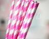 Pink Stripes Paper Straw