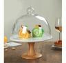 Porcelain Bamboo Cake Stand w/ Glass Cover - Small